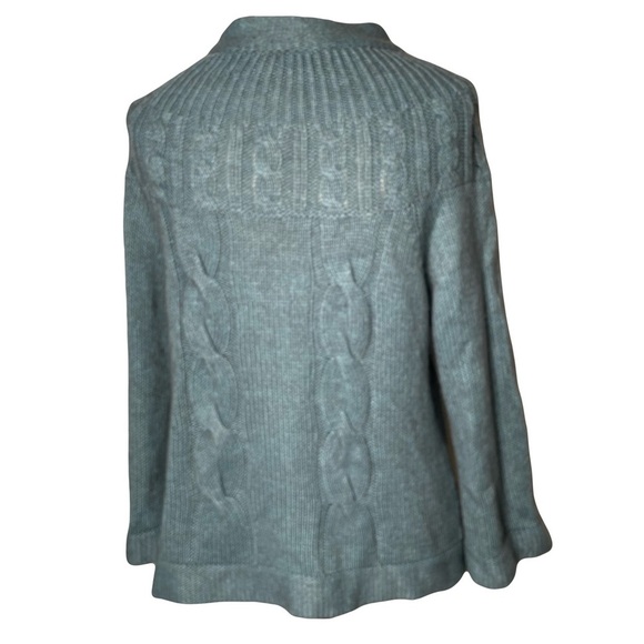 Camaieu Wool Blend Teal Blue/Green Cardigan Size L French Swing Flare - Picture 3 of 11